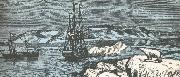 william r clark nordenskiolds fartyg vega ger salut,da det rundar asiens nordligaste udde kap tjeljuskin i augusti 1878 oil